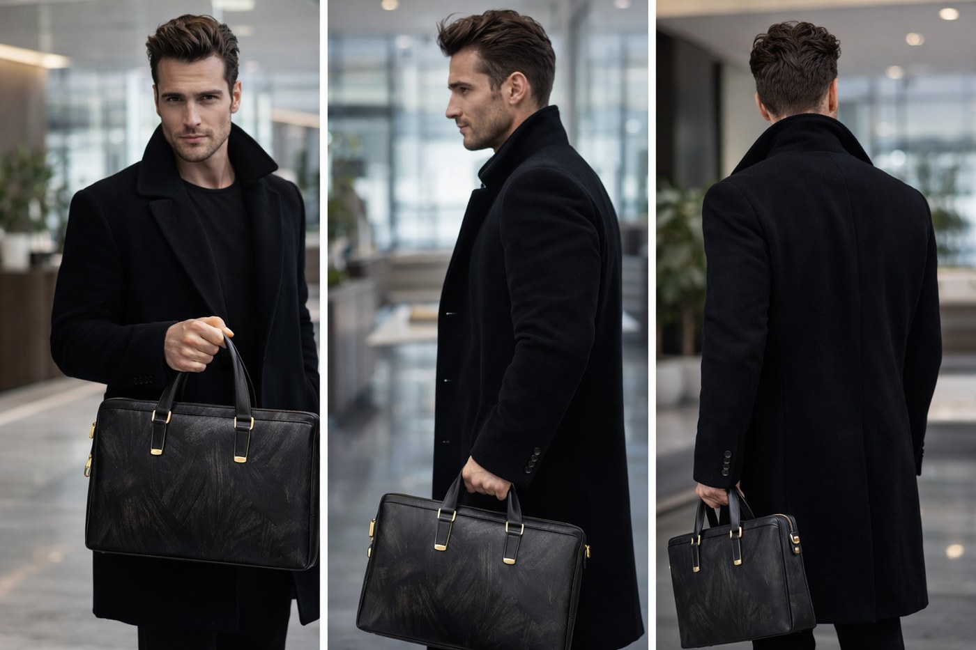 Elite Textured Executive Briefcase - Black - Image 2