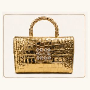Gold Crystal Handle Clutch