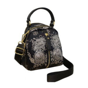 Petals Black Floral Mini Dome Crossbody