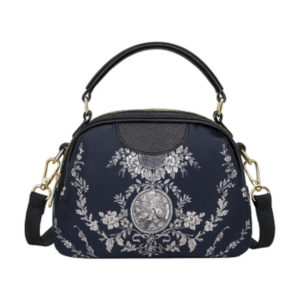 Petals Black Floral Dome Satchel