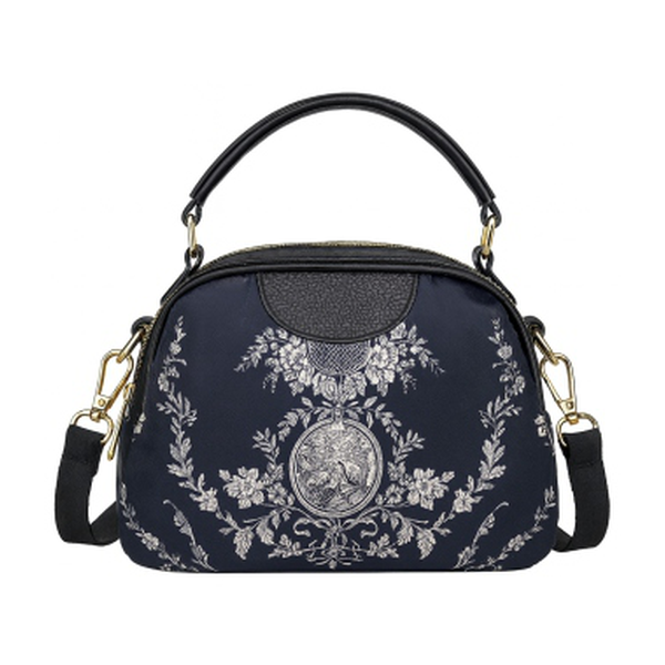 Petals Black Floral Dome Satchel