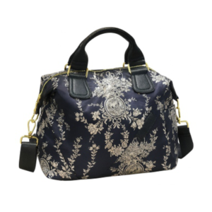 Petals Black Floral Structured Satchel