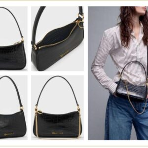 Nero Croc-Effect Mini Shoulder